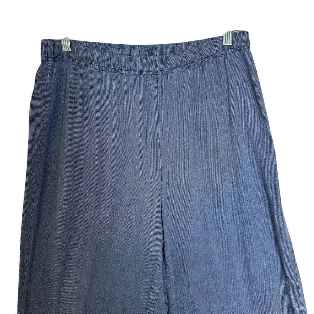 Lands End Mens M Blue‎ Herringbone Cotton Elastic Waist Relaxed Fit Pants